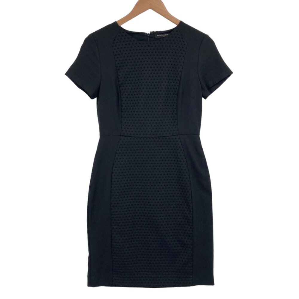 Banana Republic Sheath Dress Black Swiss Dots Size 6